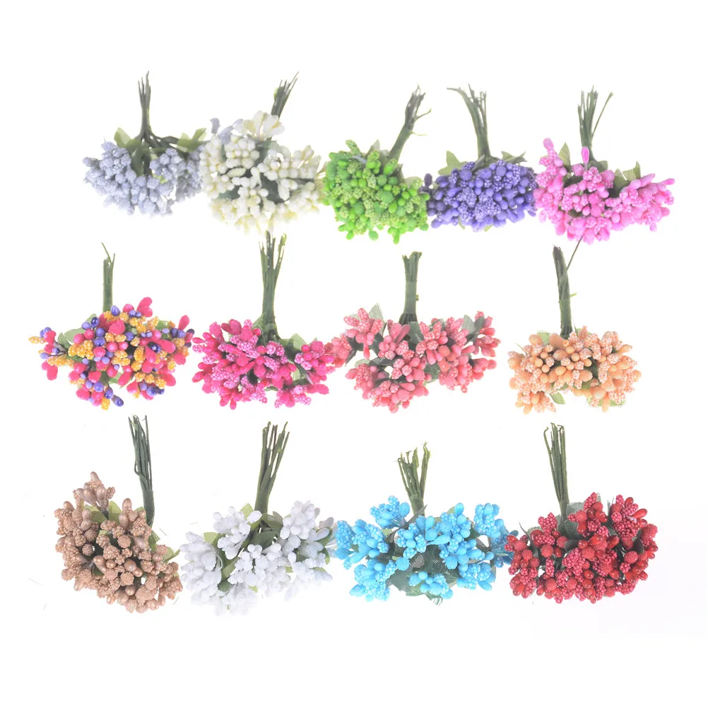 12pcs Artificial Flower Stamens Home Wedding Bride Bouquet Car Decor Flower Material Stamen Party Decoration Crafts 8.5cm