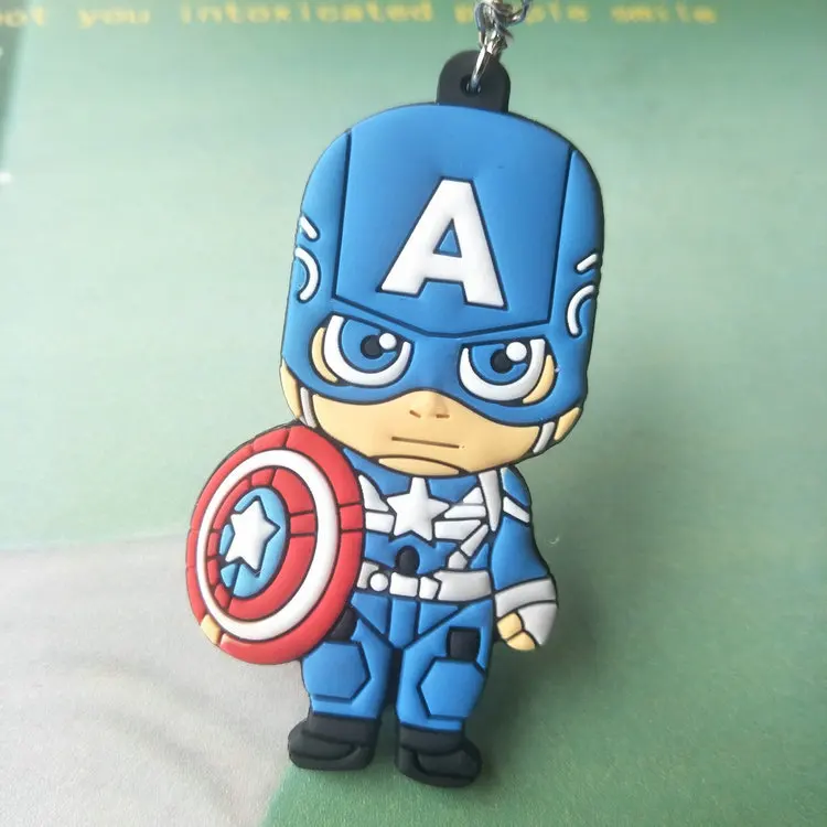 Marvel Дэдпул Бэтмен мультфильм ПВХ брелки Железный человек Капитан Америка Забавные милые подвесные брелоки porte clefs Llaveros детский подарок