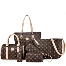 JOOZ Marca de Lujo Estrellas Impresión Femenina Bolsa de Cuero de LA PU 6 piezas Conjunto de Las Mujeres de Hombro Bolsos Crossbody Señora Bolso de Embrague billetera