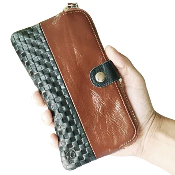 

Vintage Purse Female Original Leather Brand Designer Women Long Wallet Zipper Hasp Clutch Female Wallets Soft Genuine Leather