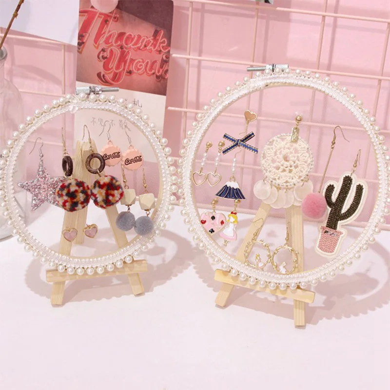 

Earrings Necklace Jewelry Stand Holder Display Rack Lace Mesh Display Shelf Holder adorable girls dream Earrings rack