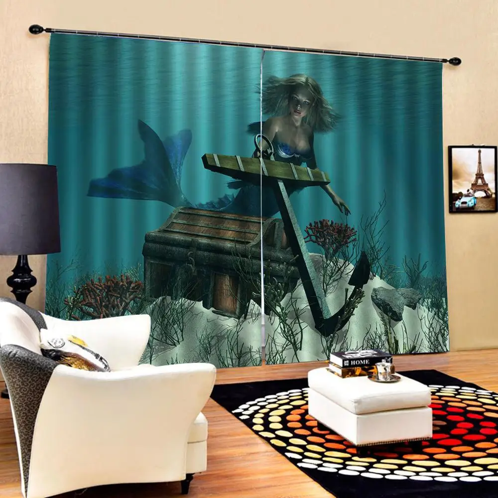 

oeacn blue curtains for bedroom Luxury Blackout 3D Window Curtain For Living Room Bedroom Drapes Cortinas Customized size