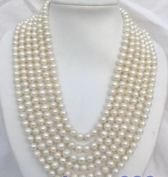 

shipping>>>>Attractive long 120"9mm round white freshwater pearl necklace