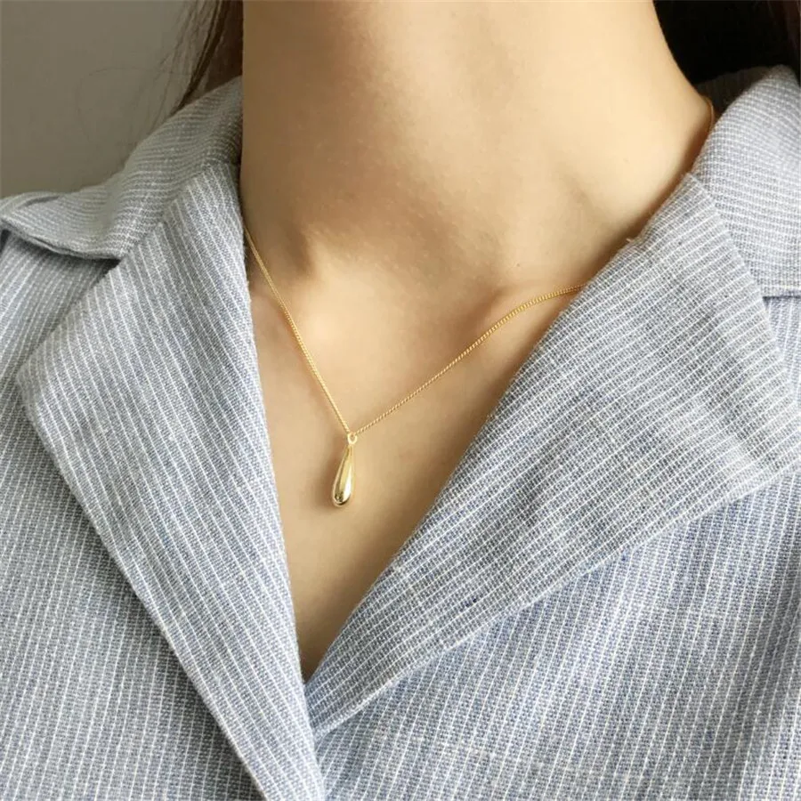 

YIKUF88 women gold 925 sterling silver necklace drop clavicle letter l chain Korean necklace female simple versatile pendant