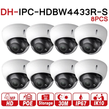 

DH IPC-HDBW4433R-S 8Pcs/lot 4MP IP Camera Replace IPC-HDBW4431R-S IK10 IP67 POE SD Card Slot Starnight Cam Great Night Vision