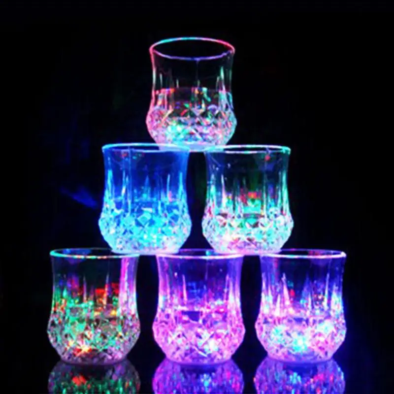 

Fashion Inductive Colorful LED Glass Cup Wine Whisky Cup Flash light Acrylic Bar Party Beverage Cup Night Light Cup