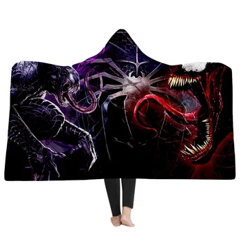 

EHOMEBUY New Arrival 3D Blankets Hooded Blanket American Hero 3D Printing Hooded Blankets Wearable Portable Home Adults