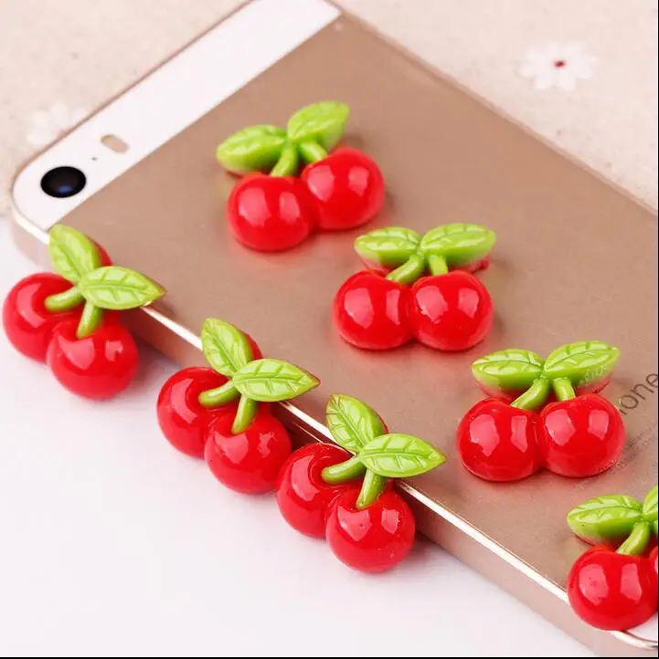 

10pcs 21*19mm Red Cherry Resin Flatback Cabochon Scrapbook Embellishment DIY Phone Decoration