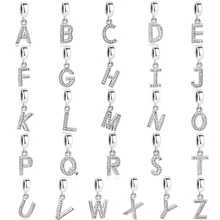 

100% Authentic 925 Sterling Silver Alphabet A-Z Pendant Crystal Letter Charms Fit Pandora Bracelet Necklace DIY Jewelry Making