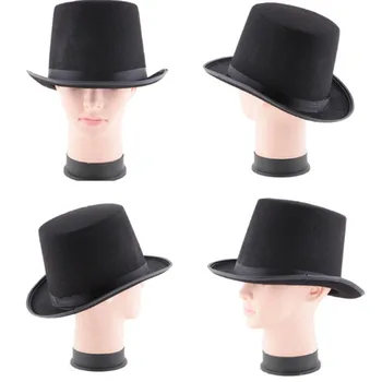 

Fashion Party Black Top Hat for Kids Children Props Felt Hats Bowler Magician Magic Trick Cap home decor birthday