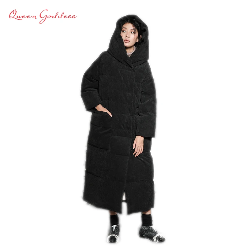 Veste Mode Originale Épaissir Manteau Hiver Causal Femmes Grande Taille Long Avait Avec La Parkas Super