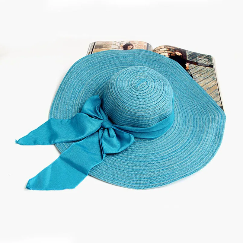 2018 Hot Sale Round Top Raffia Wide Brim Straw Hats Lady Summer Women Straps With Leisure Beach Hat Elegant Bow-knot Gorras | Аксессуары