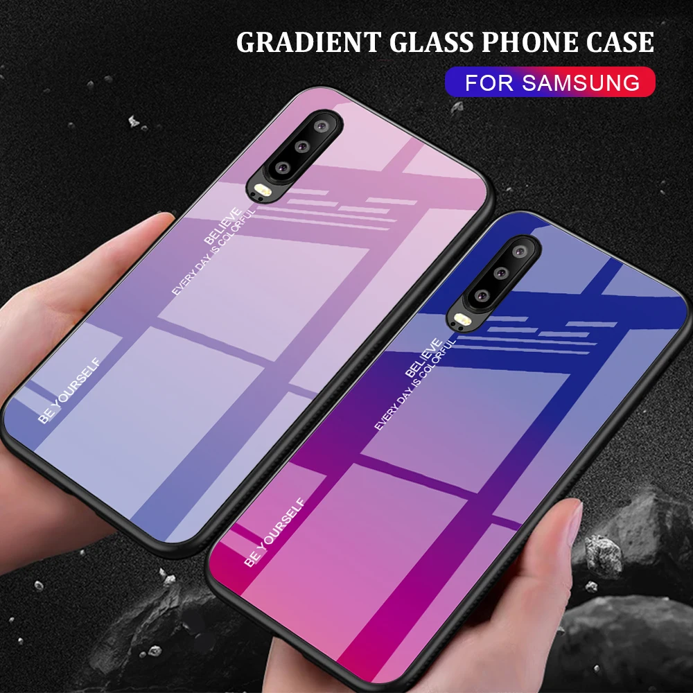 

Gradient Tempered Glass Phone Case For Huawei P30 Pro Honor 8X Mate 20 Pro Mate 10 P20 Lite P Smart Plus Nova 3i 3 4 E P30 Cover