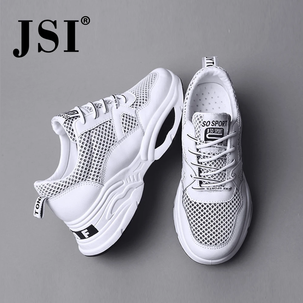 

JSI 2019 New Comfortable Black and White Woman Sneaker Soft Thick Skidproof Outsole High-quality Sports Shoes for Female JO166