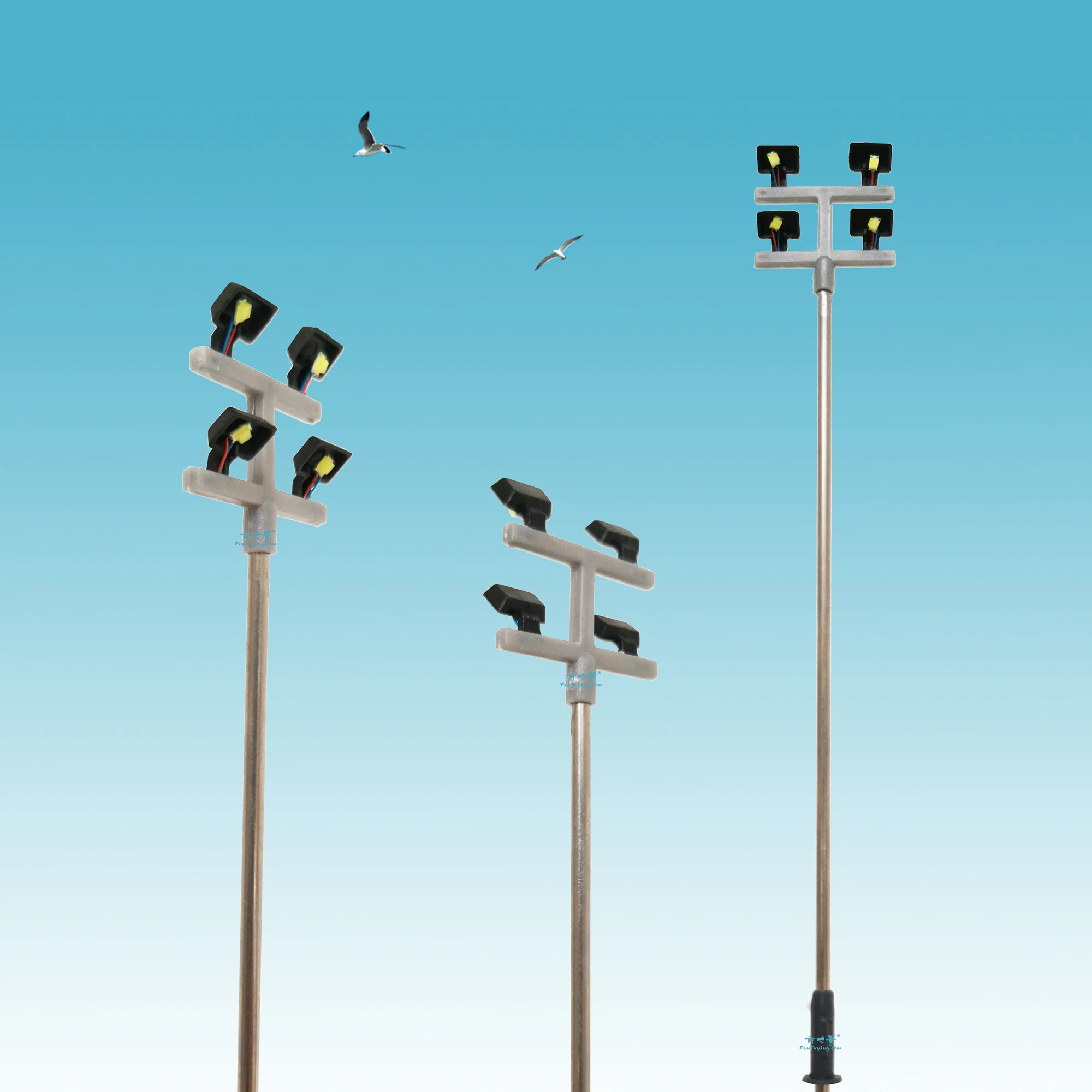 4 PCS HO Scale Model lighting tower Model Street Lights Layout Lamppost Train Garden Playground Stadium 5