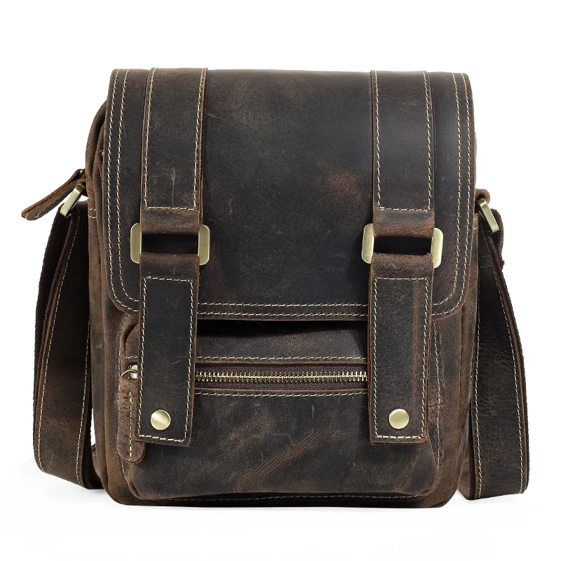 

New vertical vertical square diagonal cross parcel first layer leather bag male bag street trend of leather ipad bag
