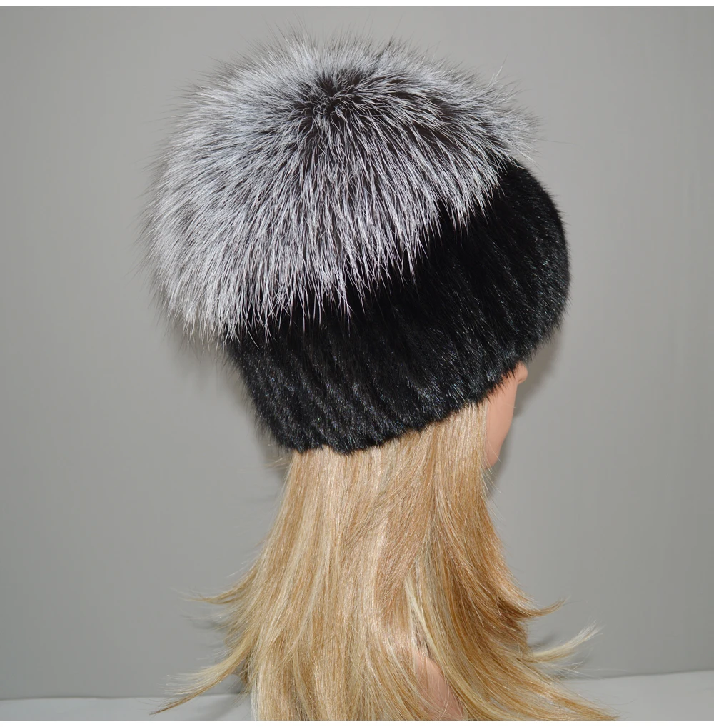 Горячая Распродажа, модные зимние теплые женские вязаные шапки из натурального меха норки, натуральная норка, меховые шапки из натурального Лисьего меха, шапка