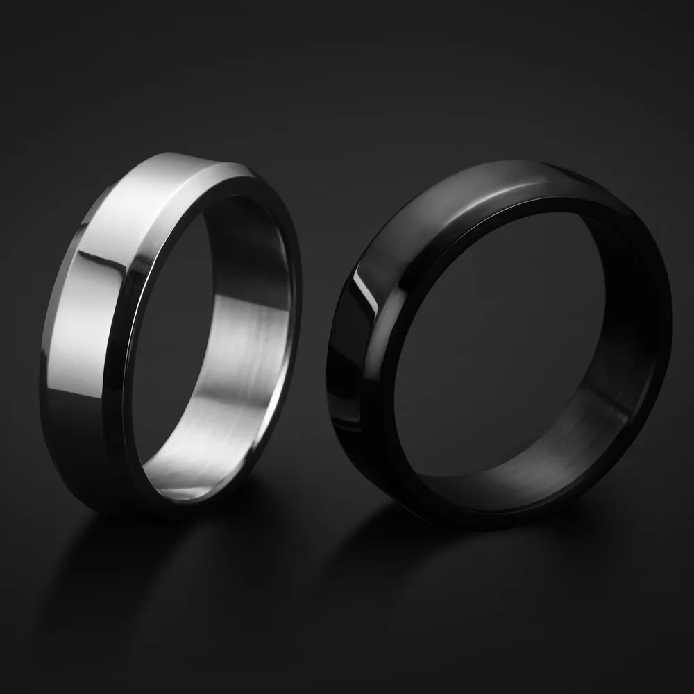 

One Piece Stainless Steel Band Brushed Wedding Ring Solid Fashion Glossy Ring for Men