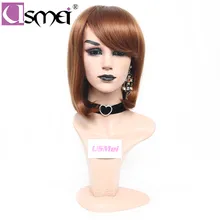 USMEI Шелковый прямой парик Средний синтетический парик с длинными волосами челки парики для женщин волосы 1#/4#/30# цвет выбрать высокие плотные парики Косплей
