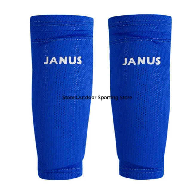 Синий JANUS 1 пара, футбольные щитки, футбольные наколенники для ног, Вратарские тренировочные протекторы для ног, укороченные рукава+ футбольные леггинсы, набор тарелок - Цвет: Синий