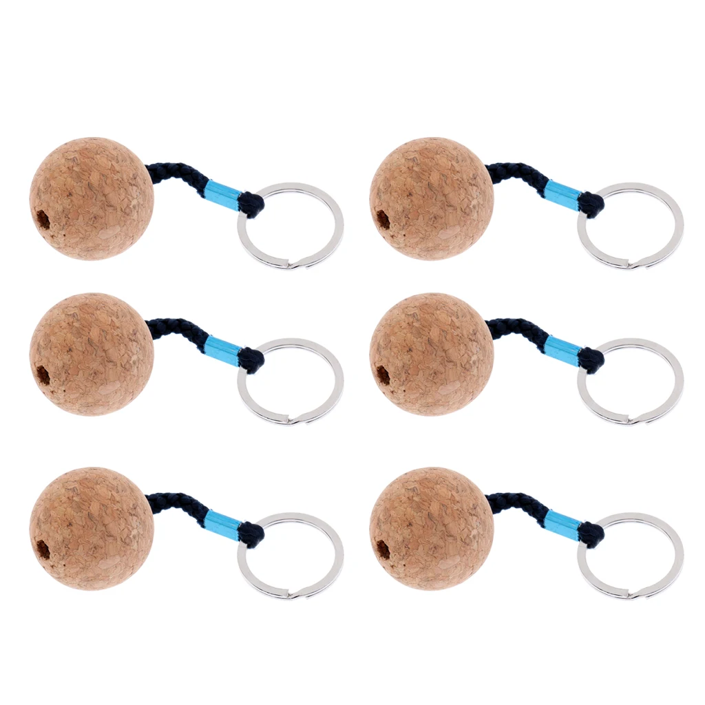 6 Pieces Boat Marine Kayak Canoe Key Float / Floating Keyring Key Ring / Floatable Keychain Key Chain Buoyant Cork Ball - 35mm 