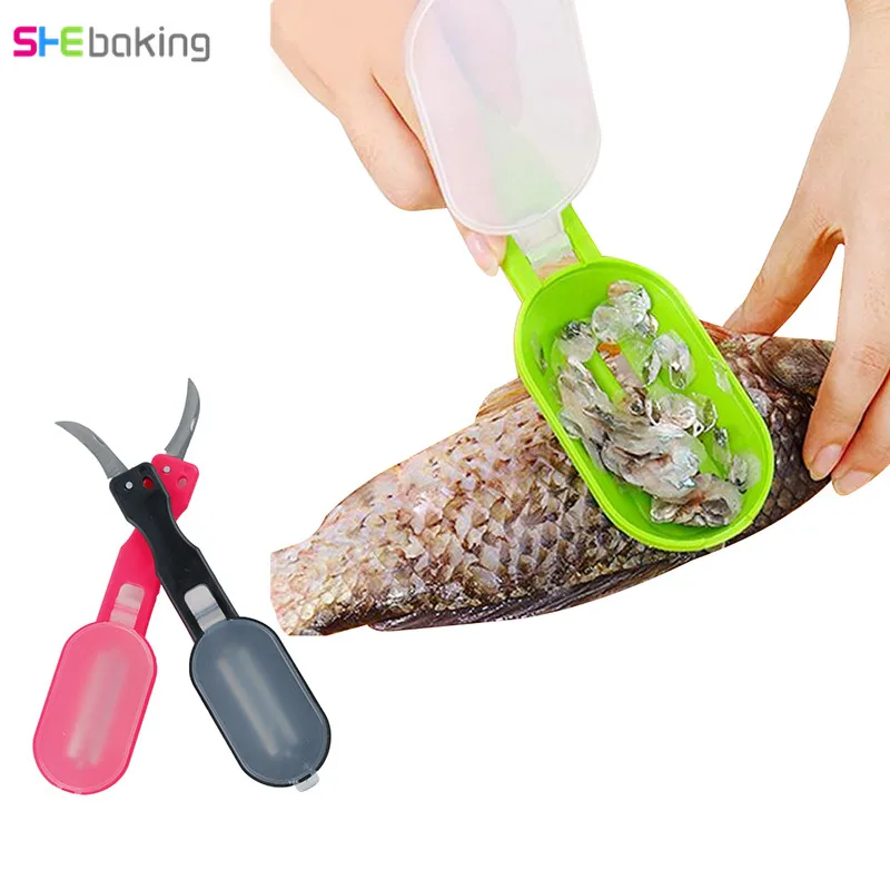 Shebaking 1pc Plastic Fish Scale Scraper Remover Cleaner Fish Skinner