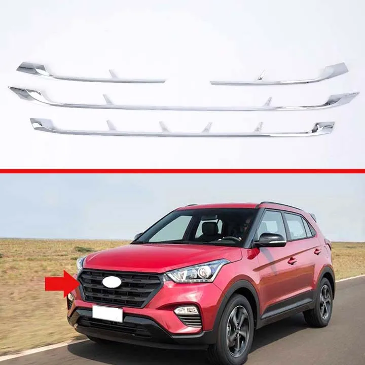 

For Hyundai Creta IX25 2018 2019 Car Styling ABS Chrome Front Grille Cover Center Mesh Trim