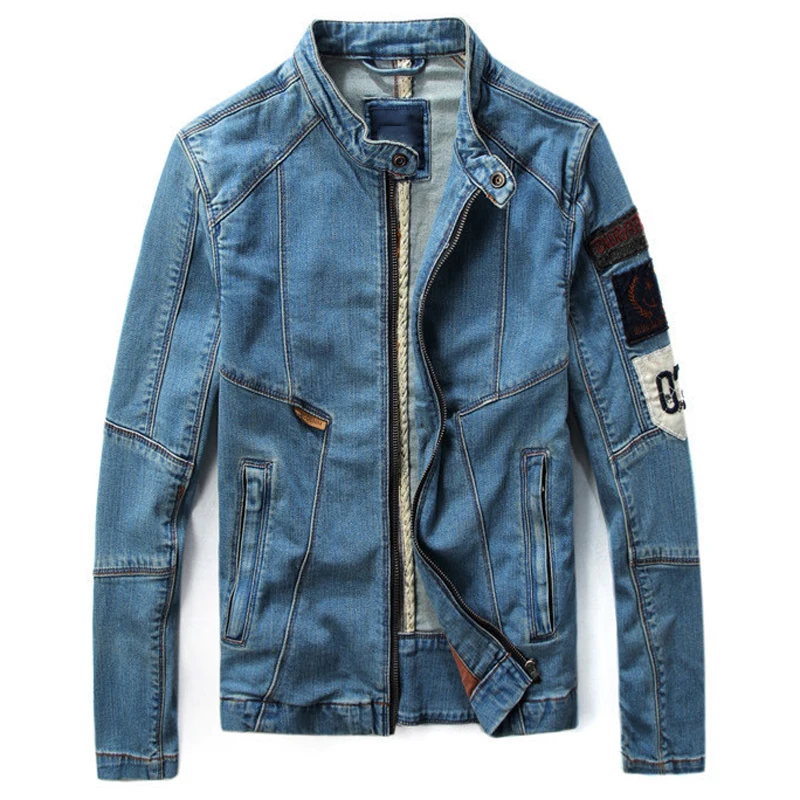 

European Style Punk Fashion Male Denim Jacket Spring Overcoats Large Size XXXL Automotive Men's Jeans Coats Jacket Vintage A503