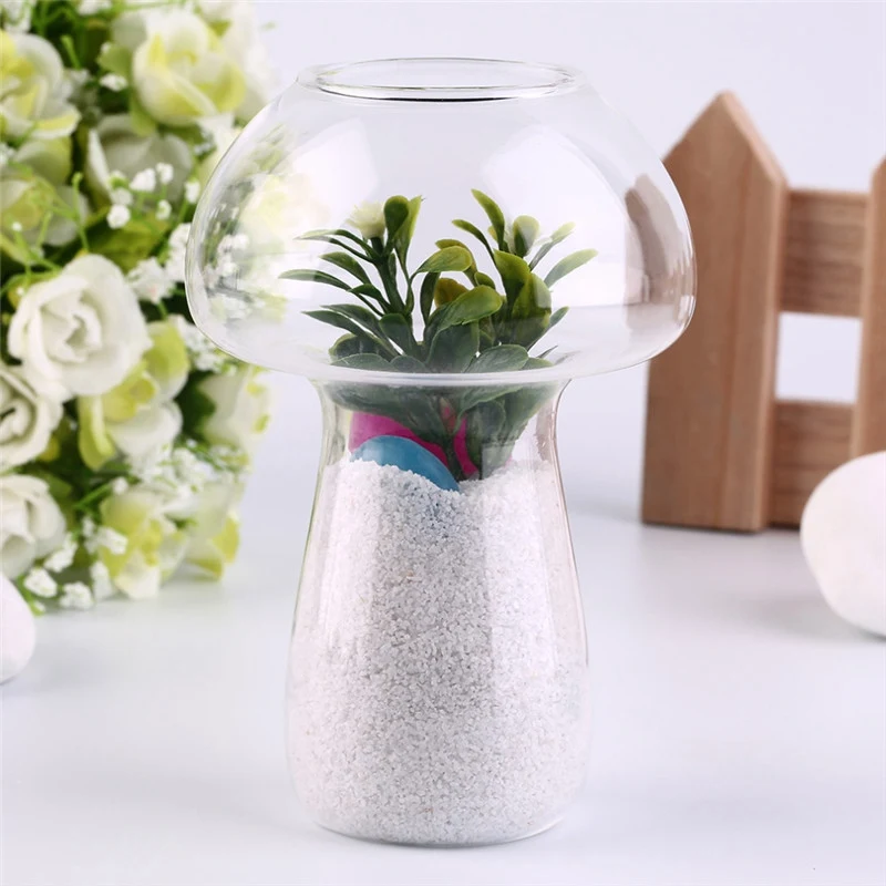 Стеклянная ваза в форме гриба стеклянный террариум цветок DIY домашний декор для стола украшения для дома бутылки банки