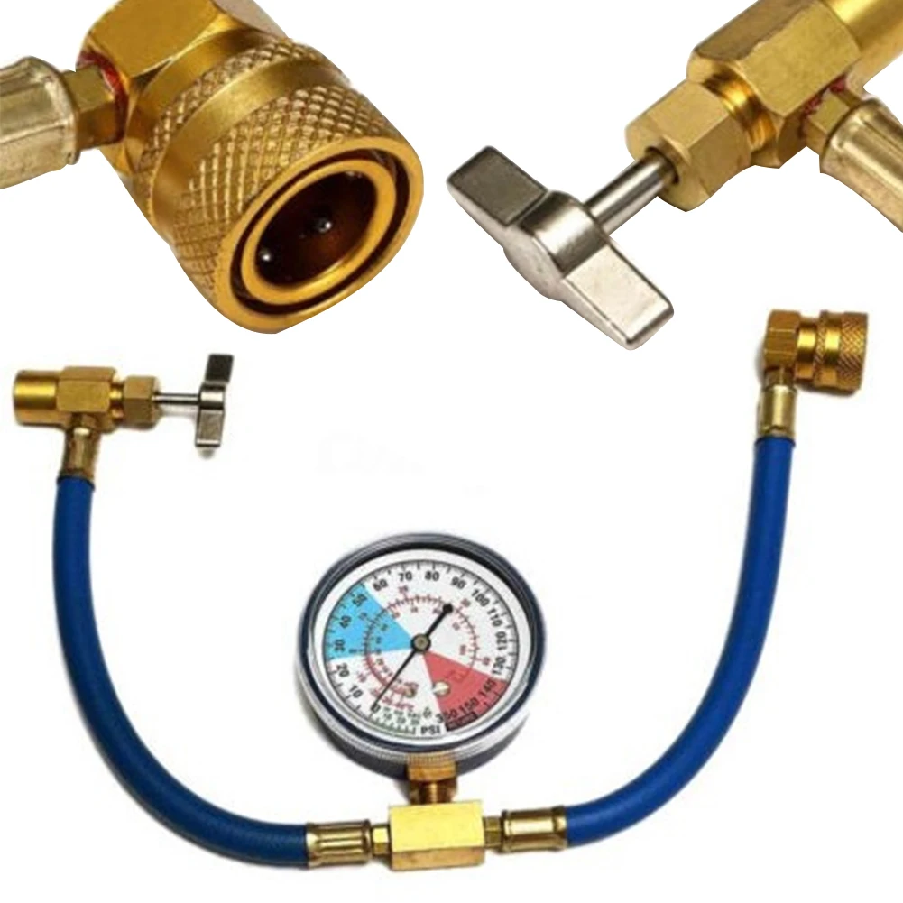

R134A Car Air Conditioning Refrigerant Recharge Measuring Kit Hose Gas Gauge New Hose Accessories
