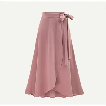 

Women's High Waisted Long Skirt Soild Color Elastic Lace-up Underskirt New Sexy Summer Beach Holiday Skirts Fashion Hot Selling