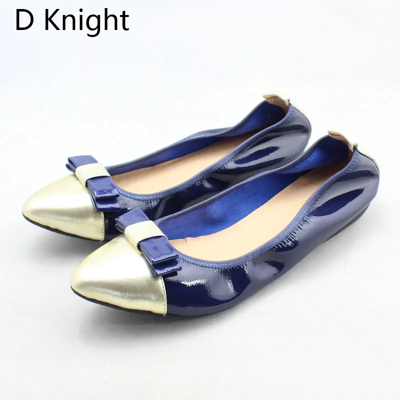 2018 Spring Autumn Shoes Woman Patent Cow Leather Flats Women Slip On Bowtie Women's Loafers Female Moccasins Shoe Large Size 43 (14)