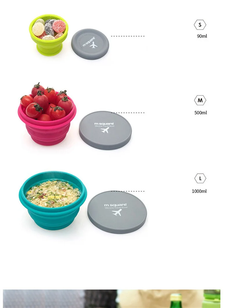 Складная чашка для путешествий, силиконовая крышка чаши для пикника ...