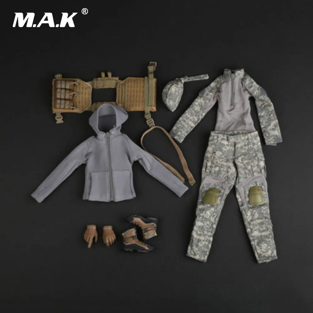 Масштаб 1/6 тактическая камуфляжная Женская одежда для стрельбы костюмы перчатки