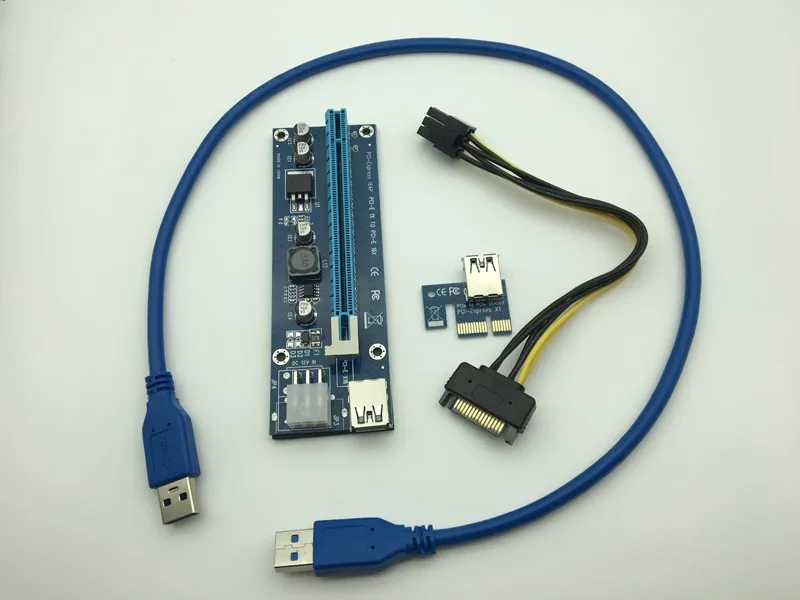 

USB 3,0 PCI-E PCI E Express удлинитель Райзер карта PCI-E 16X адаптер 60 см SATA 15 Pin-6Pin кабель питания для майнинга биткоинов