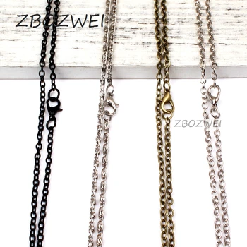 

ZBOZWEI 10pcs/lot Width 1mm Cut Rolo Link Chain Black/Silver/Bronze Color Chains Necklaces For Women/Men Accessories
