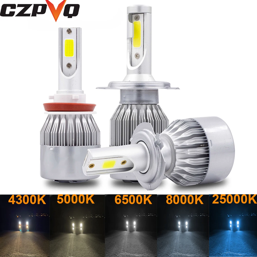 

CZPVQ 2 Pcs C6 H4 H7 LED H1 H11 4300K 5000K 6500K 8000K 25000K Car Headlight H3 H8 H9 9005 9006 880 881 Fog Light LED Bulb 12V