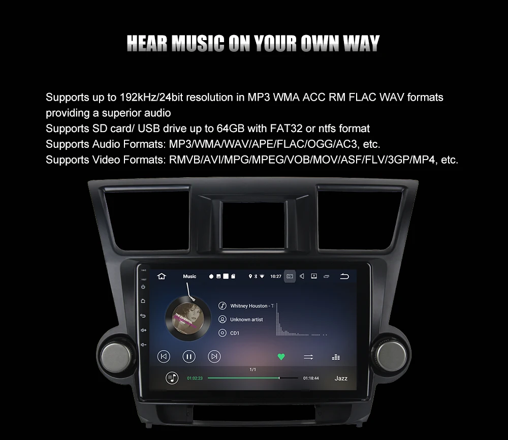 Sale Dasaita 10.2" Android 7.1 Car GPS Player Navi for Toyota Highlander 2009-2012 with 2G+16G Quad Core Stereo Radio Multimedia HDMI 15