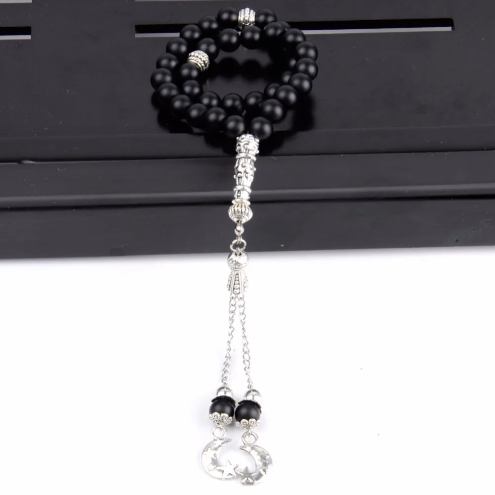 

8mm Men Bracelet Natural Matte Black Agates Beaded Bracelet 33 Prayer Beads Muslim For Women Men Jewelry Gifts Wholesale Bijoux