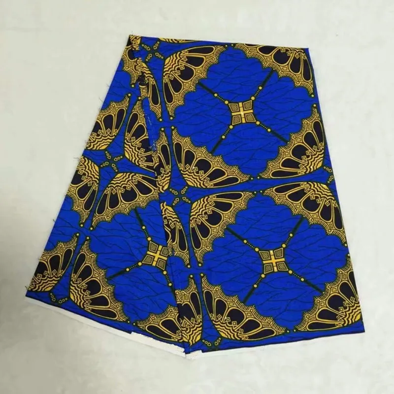

Latest African Blue Color Fabric Wax Printed Fabrics Ankara Fabrics 100% Polyester Good Material 6Yards Free Shipping N90323-10