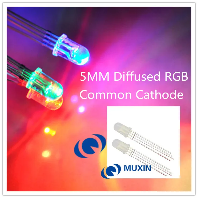 

5mm LED Diffused Foggy Multicolor 4pin Common Cathode RGB Light Emitting Diode Lamp Bead Round Plug-in DIY Kit 100 pcs/lot