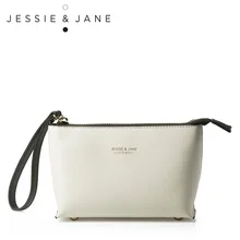 JESSIE&JANE 2016 New Women’s Classic Mixed Color Split Leather Wristlet Bag 1612