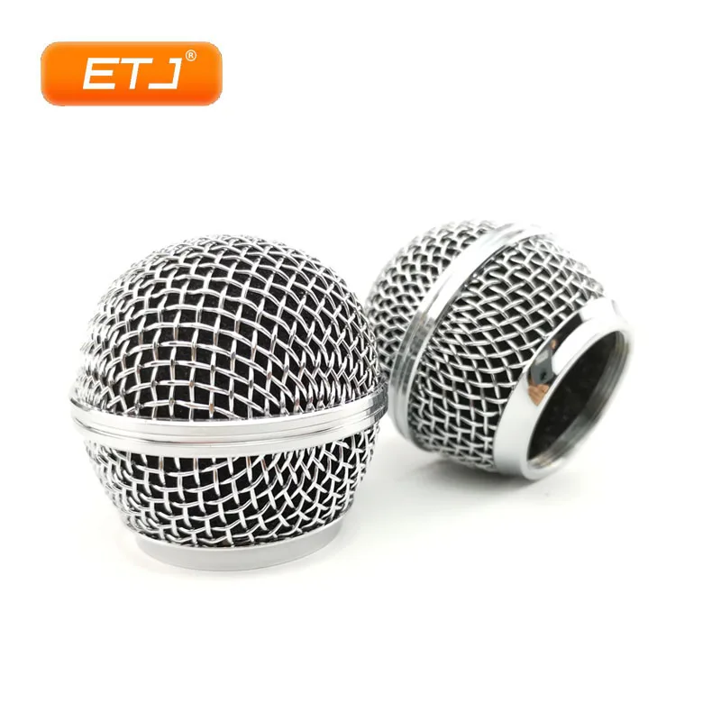 

2pcs Microphone Replacement Polised Silver Ball Head Mesh Microphone Grille Fit For Shure Beta58 SM58s