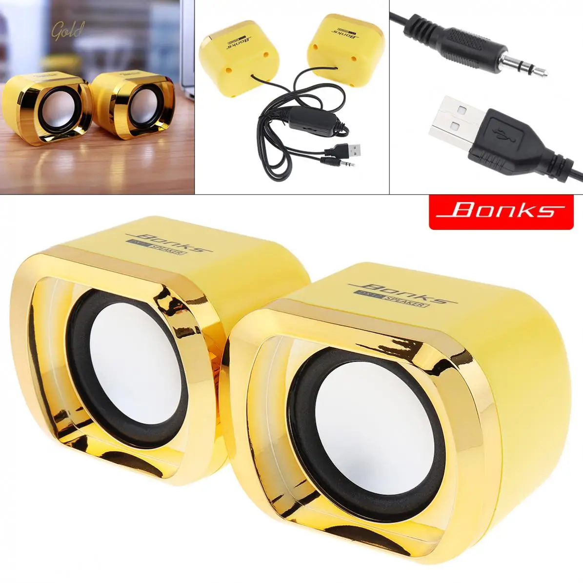Bonks DX12 мини плакированный корпус USB2.0 сабвуфер двухканальный динамик с 3 5 мм