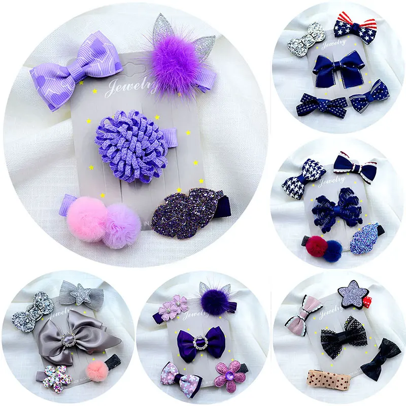 

Fashion 5 PCS/set Kids Infant Lovely Cute Hairpin Baby Girl Hair Clips Cartoon Animal BB Clip Set Beautiful Hair Accessories