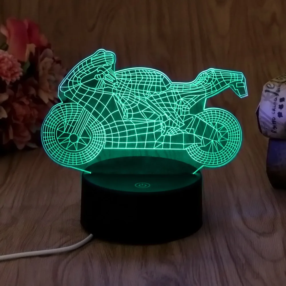 

USB Novelty 7 Colors Changing Motorcycle LED Night Light 3D Desk Table Lamp Home Decor