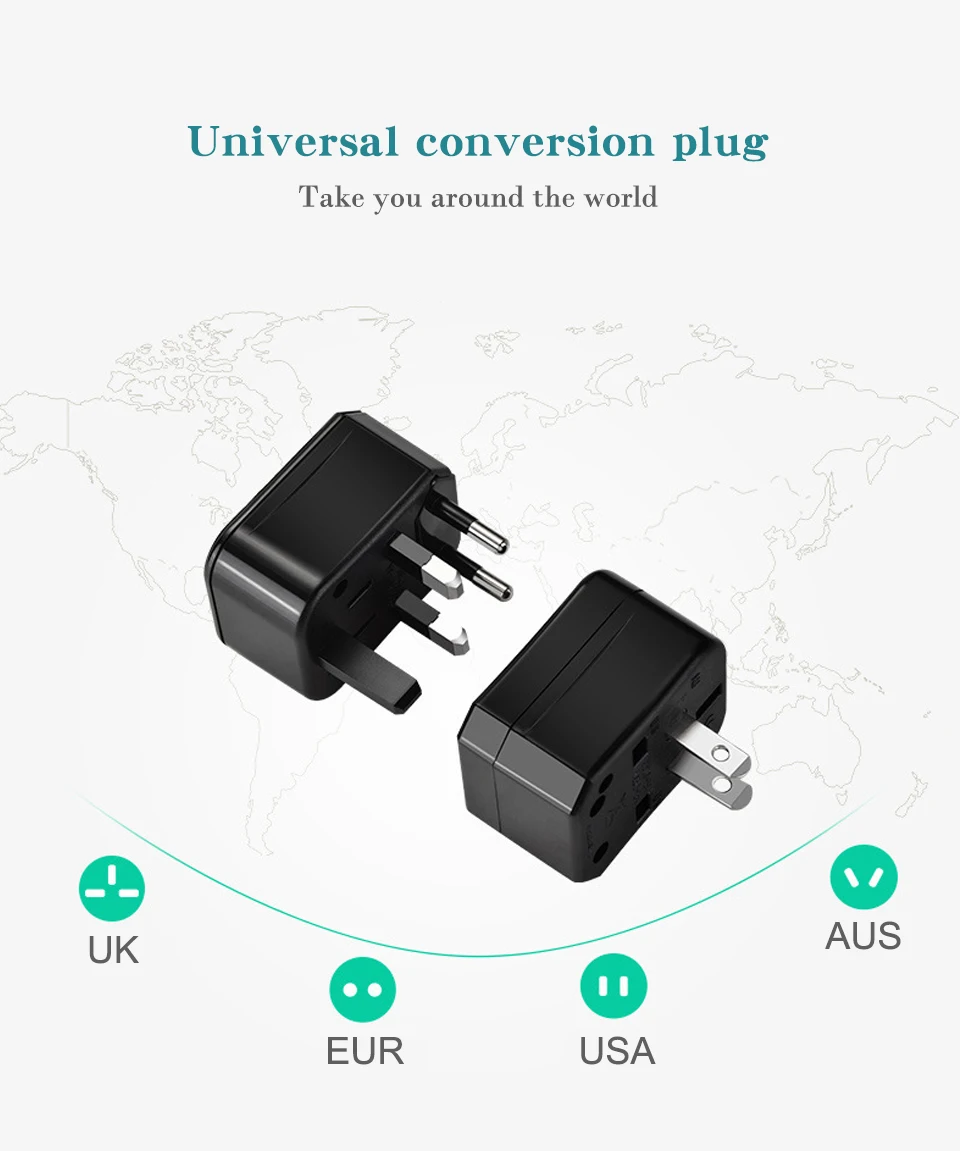 1PC Universal US AU EU UK Plug Converter 2 Round Pin Socket Euro Europe Global Travel Wall AC Power Charger Outlet Adapter (3)