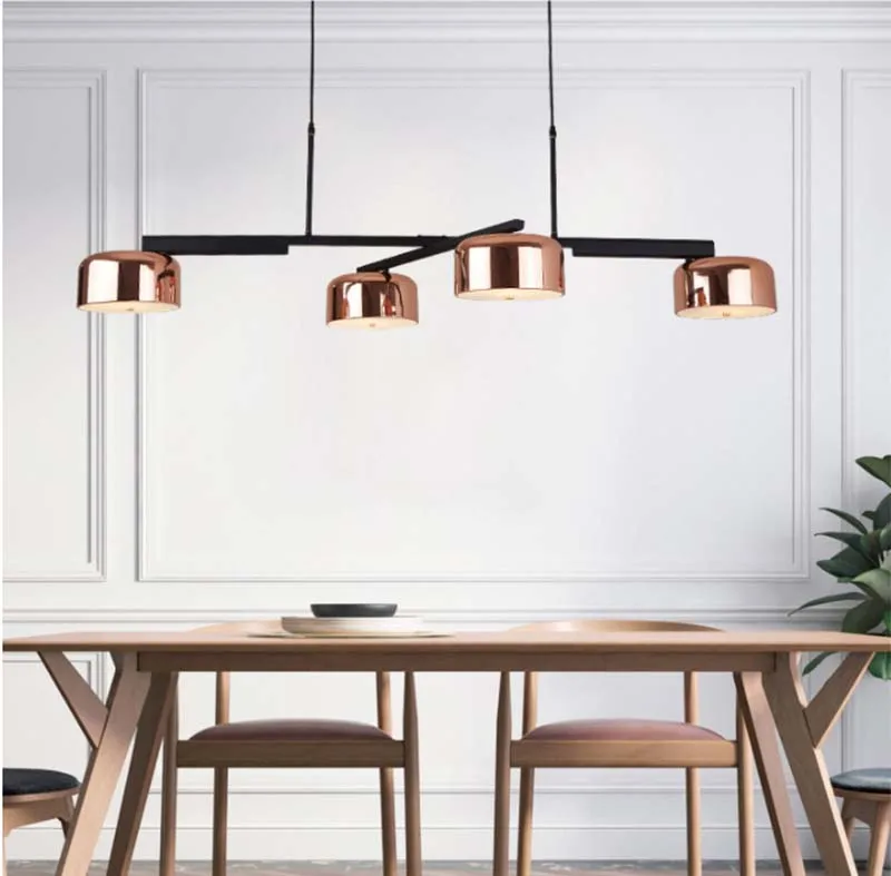 

Kitchen Island Pendant Light Rose Gold Aluminum Hanging Light Fixture Modern Living Room Bedroom Pendant Ceiling Lamp