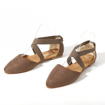 

2019 Spring comfortable women flats Large size flat with single shoes shallow mouth elastic bandage round head women's shoes
