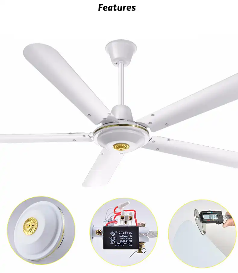 56 In Natural Iron Ceiling Fan Close Mount Ceiling Fan With 5